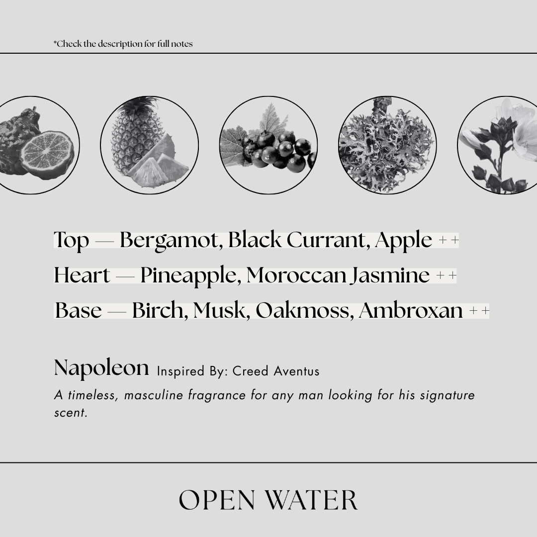 Creed Aventus–inspired - Napoleon fragrance with fruity, smoky, and woody notes